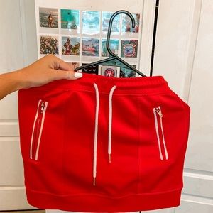red sport golf skirt